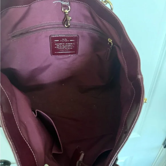 Coach Deep Burgundy Leather Tote - Picture 6 of 11